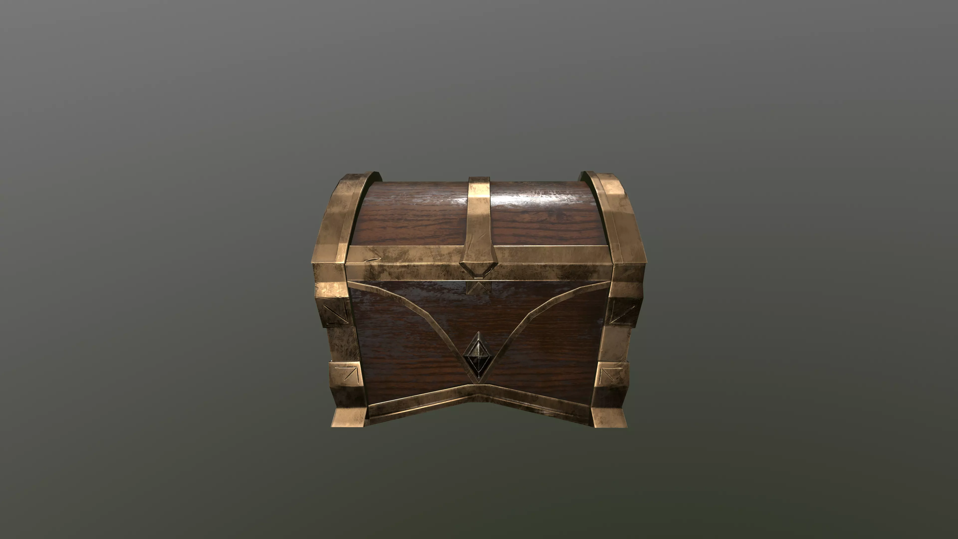 Stylized 3D low poly golden chest Low-poly 3D model_1