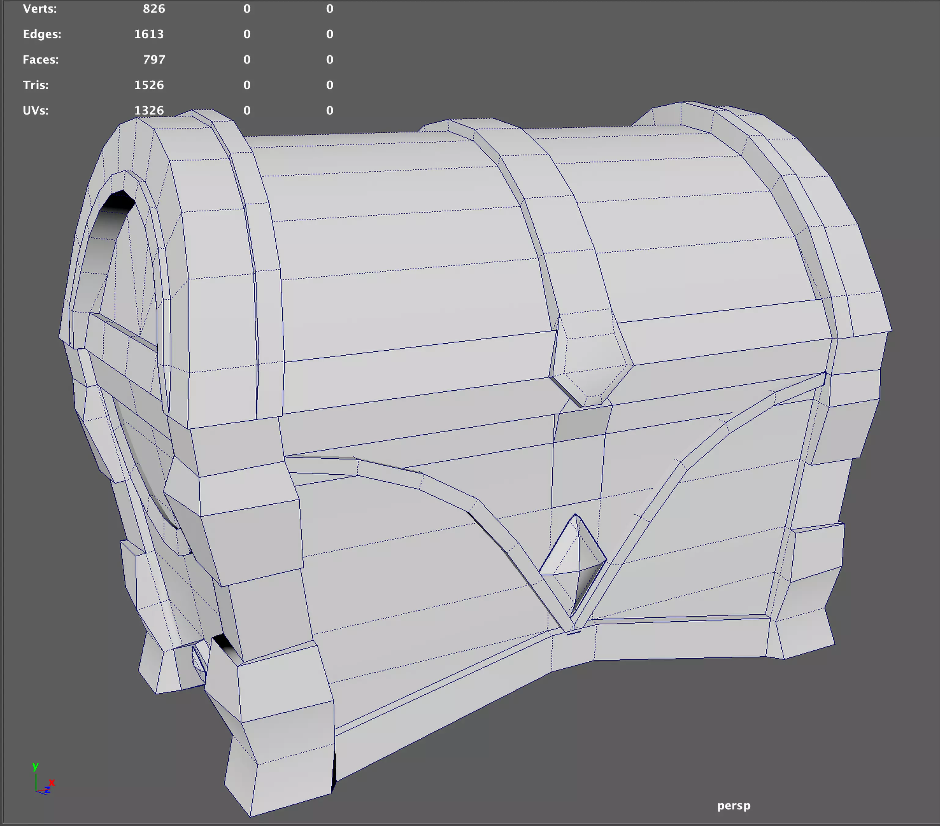 Stylized 3D low poly golden chest Low-poly 3D model_2