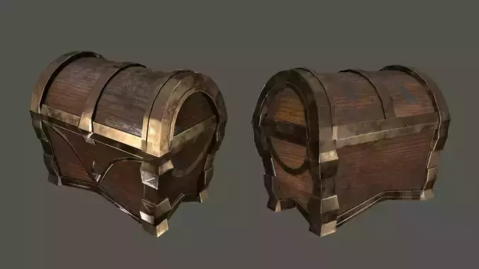 Stylized 3D low poly golden chest