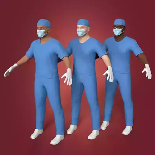 Surgeon - Doctor Nurse Medical Staff  - Rigged - 3 Skin Textures