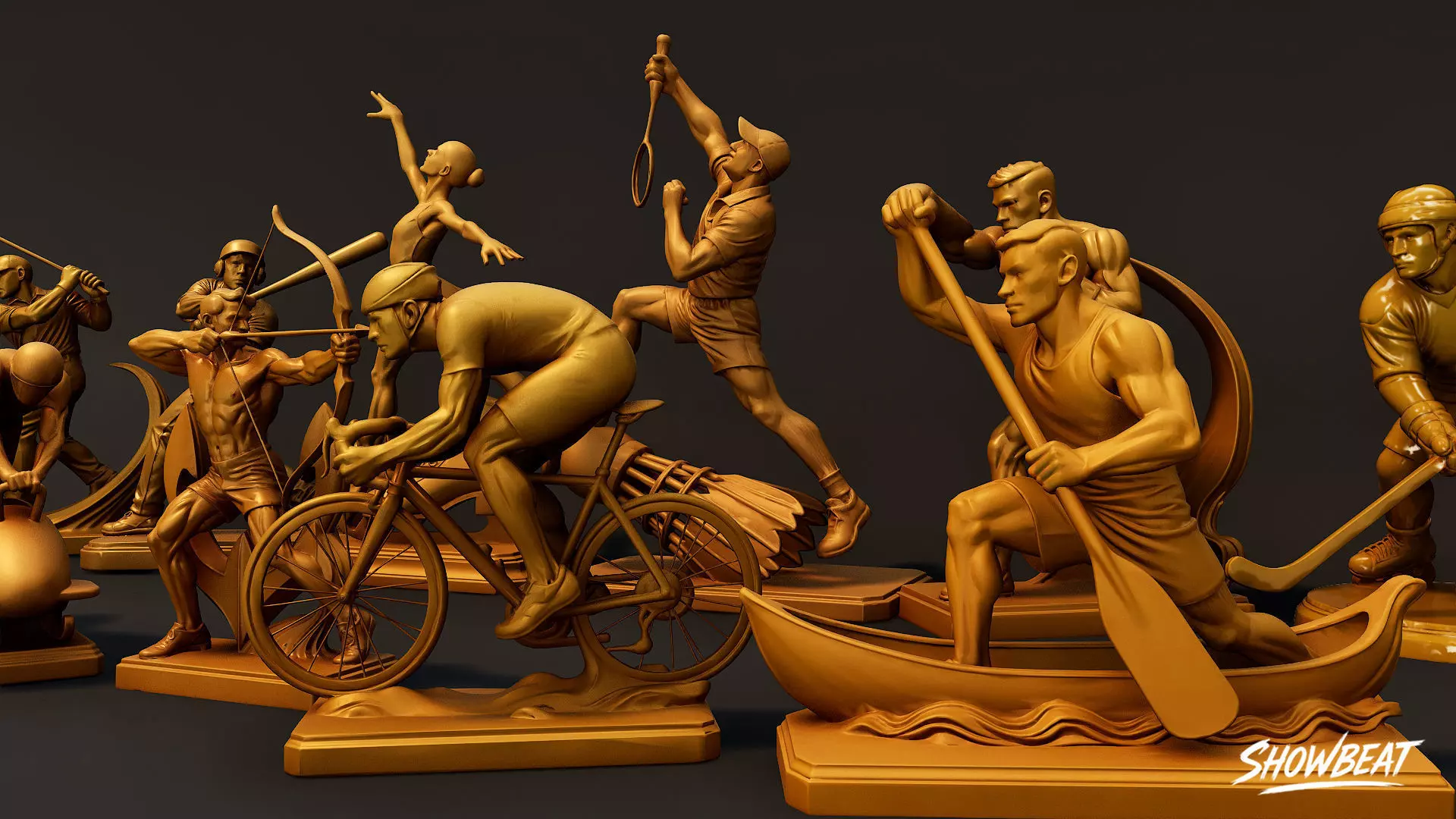 Golden Sports Statue Pack VOL1 Low-poly 3D model_2