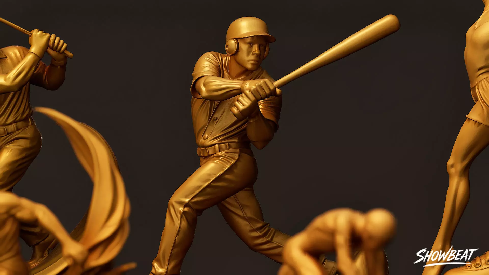 Golden Sports Statue Pack VOL1 Low-poly 3D model_6