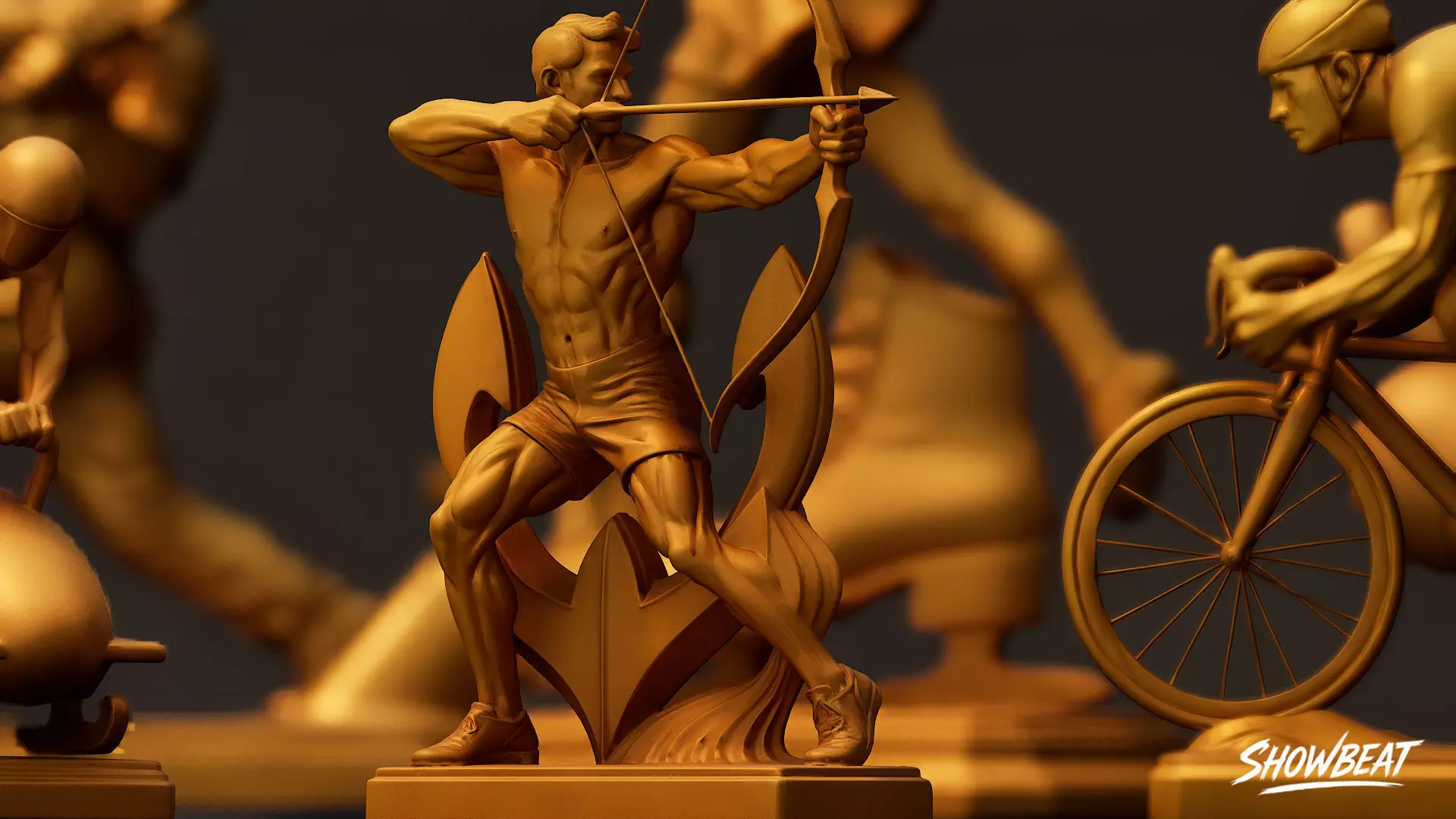 Golden Sports Statue Pack VOL1 Low-poly 3D model_9