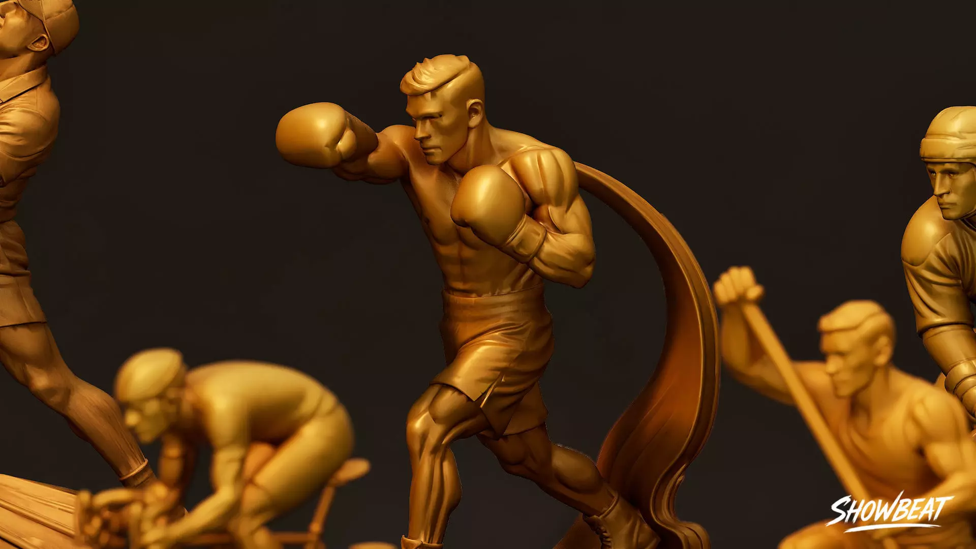Golden Sports Statue Pack VOL1 Low-poly 3D model_5