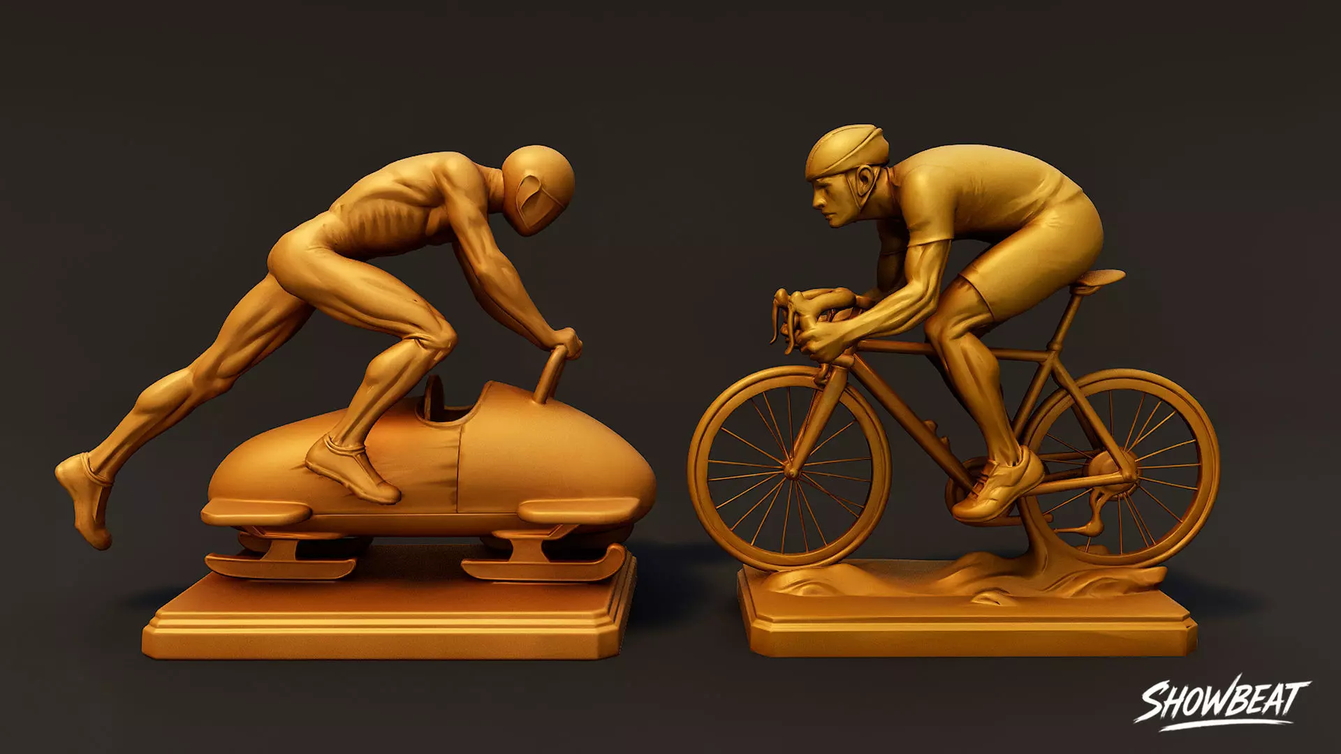 Golden Sports Statue Pack VOL1 Low-poly 3D model_12