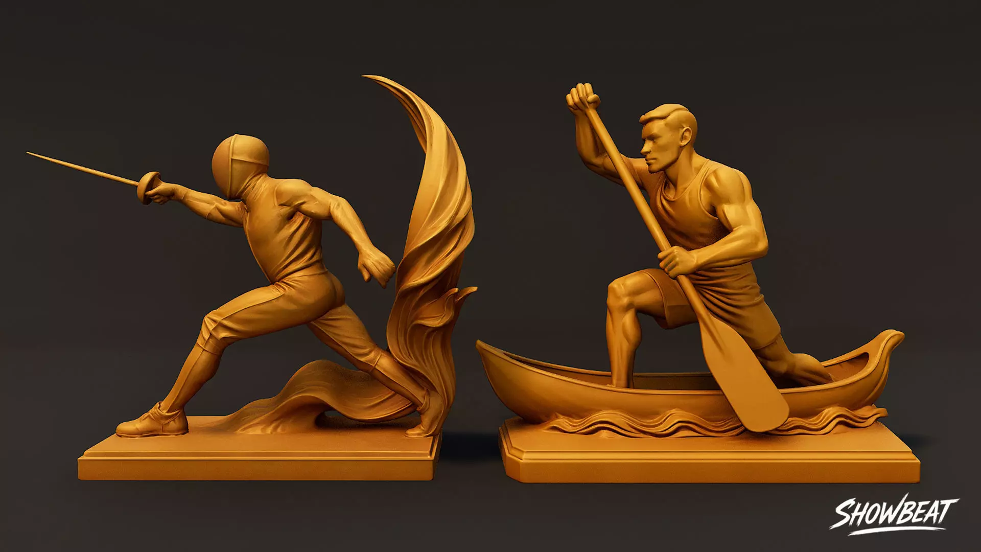 Golden Sports Statue Pack VOL1 Low-poly 3D model_13
