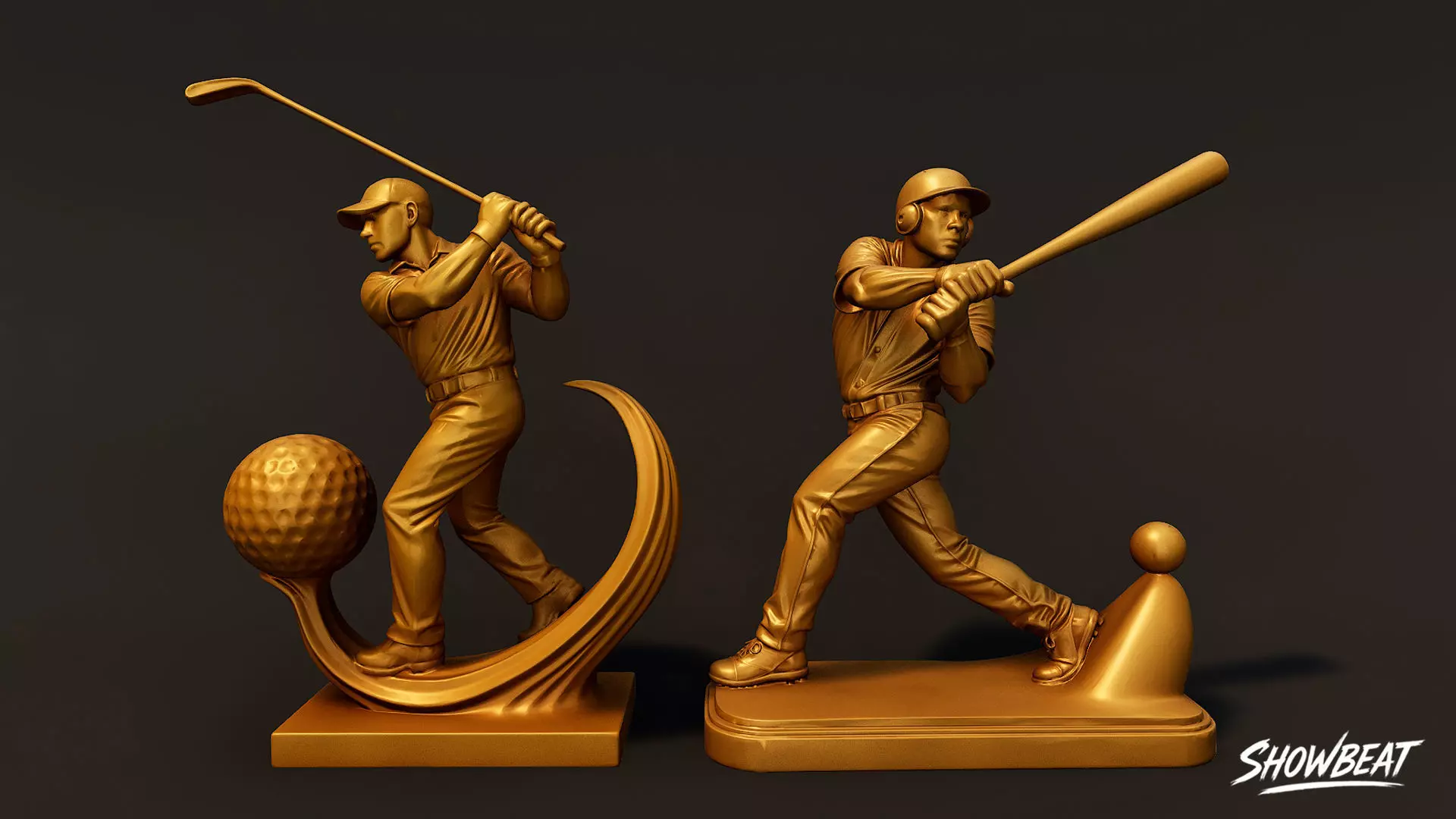 Golden Sports Statue Pack VOL1 Low-poly 3D model_11