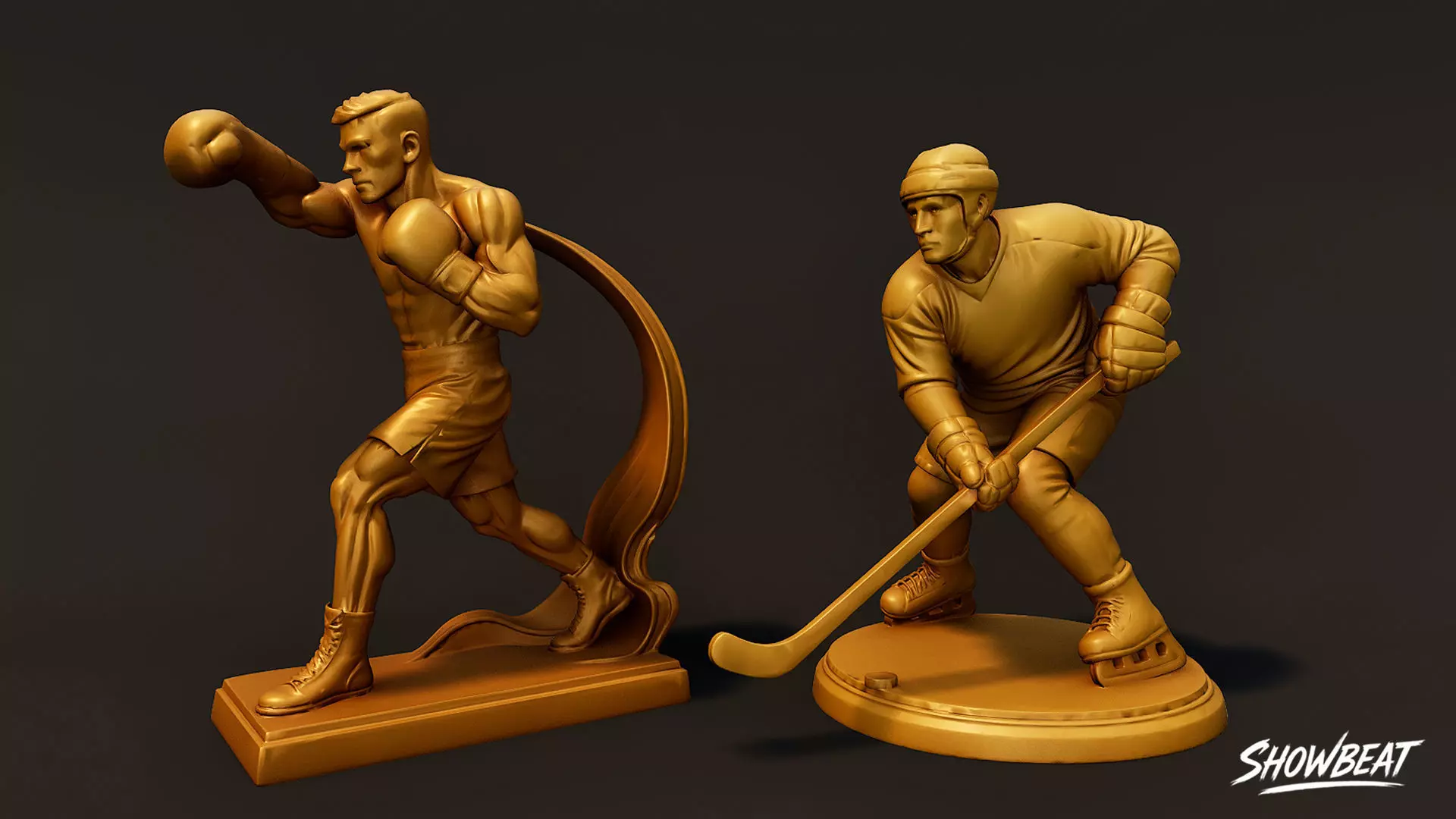 Golden Sports Statue Pack VOL1 Low-poly 3D model_14