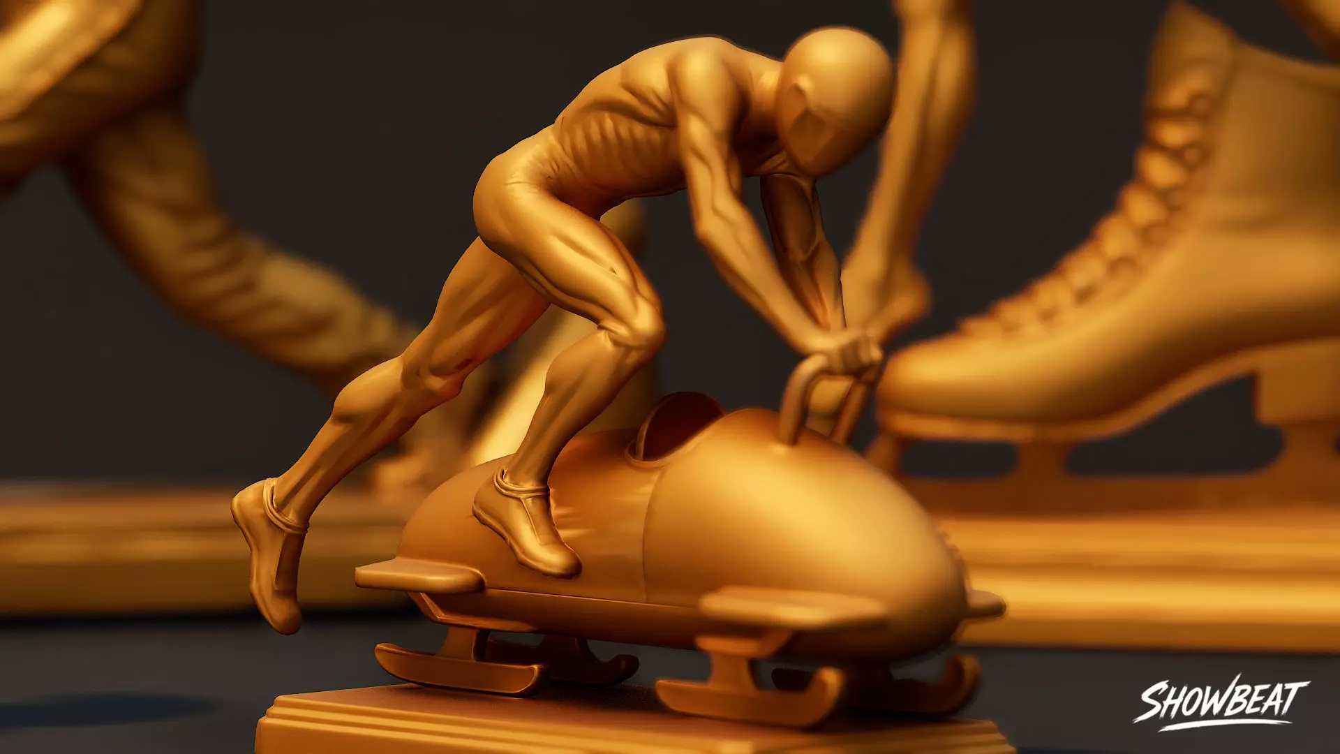 Golden Sports Statue Pack VOL1 Low-poly 3D model_7