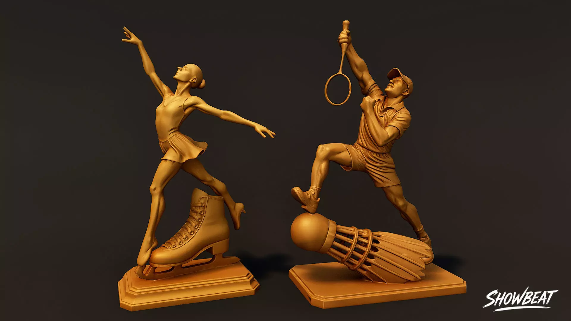 Golden Sports Statue Pack VOL1 Low-poly 3D model_10