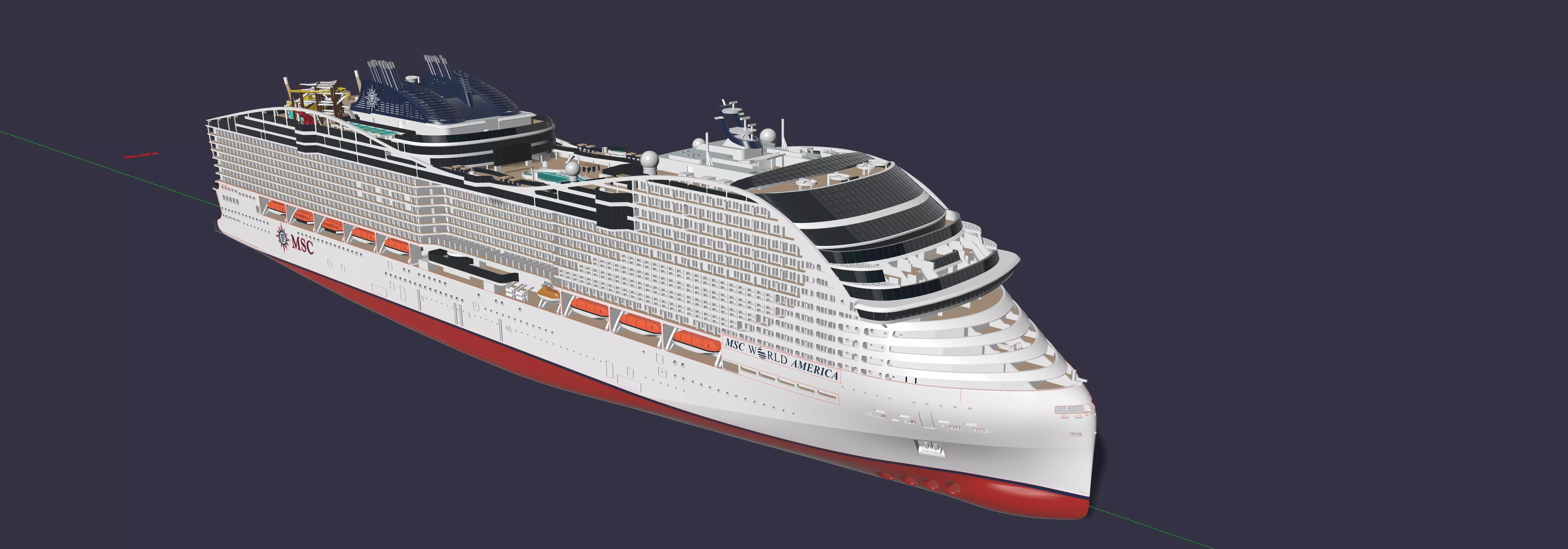 MSC WORLD AMERICA cruise ship print ready model 3D print model_1