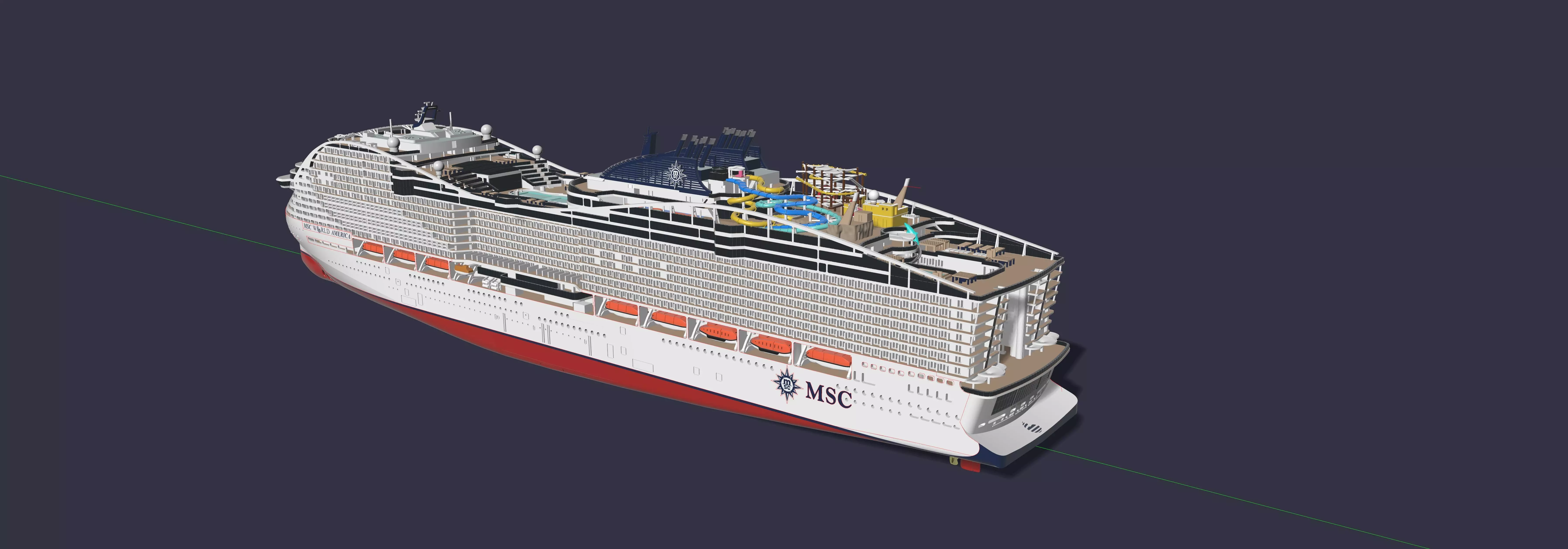 MSC WORLD AMERICA cruise ship print ready model 3D print model_4