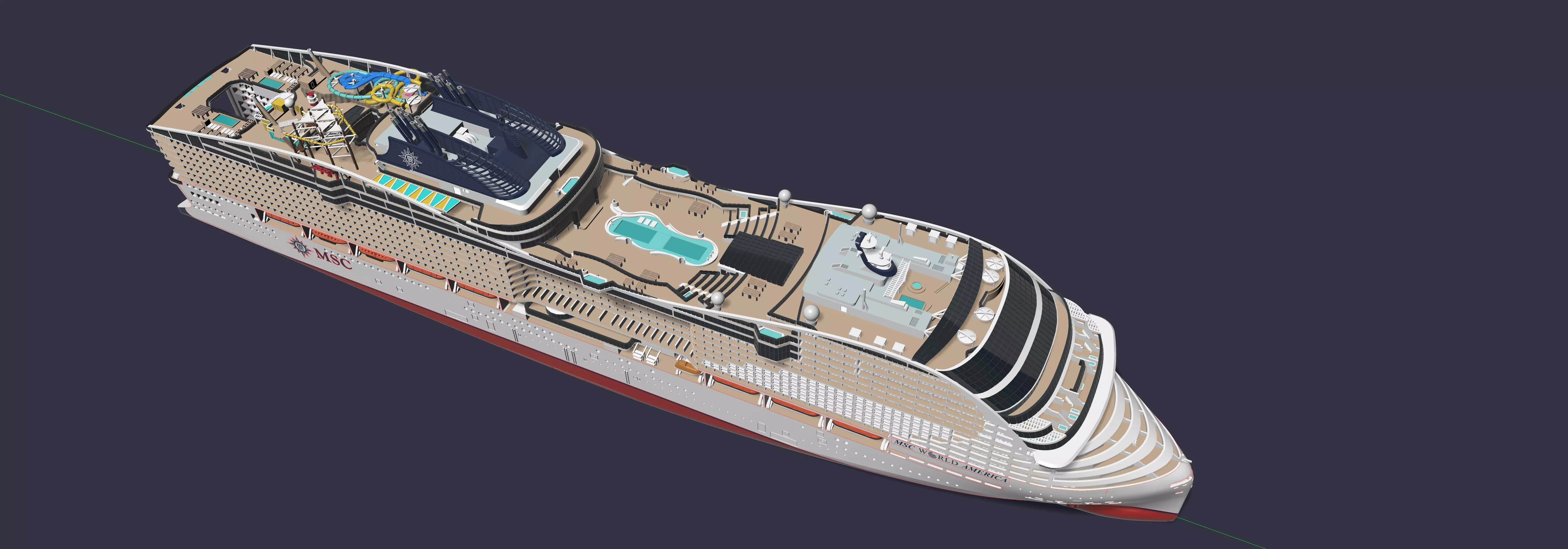 MSC WORLD AMERICA cruise ship print ready model 3D print model_2