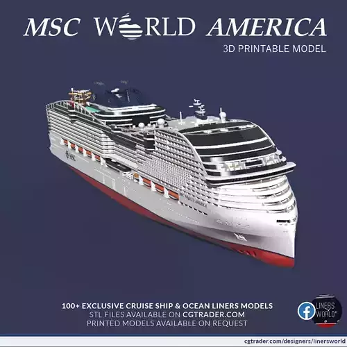 MSC WORLD AMERICA cruise ship print ready model