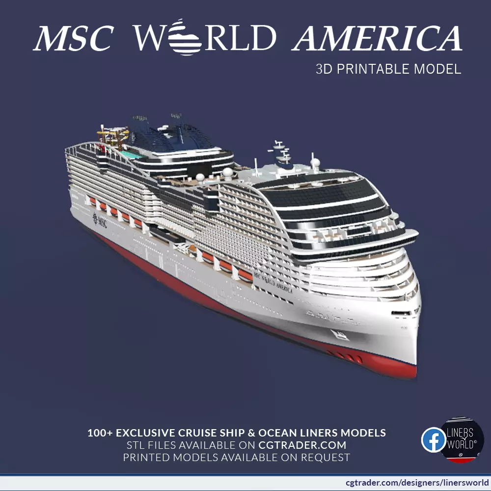 MSC WORLD AMERICA cruise ship print ready model 3D print model_0