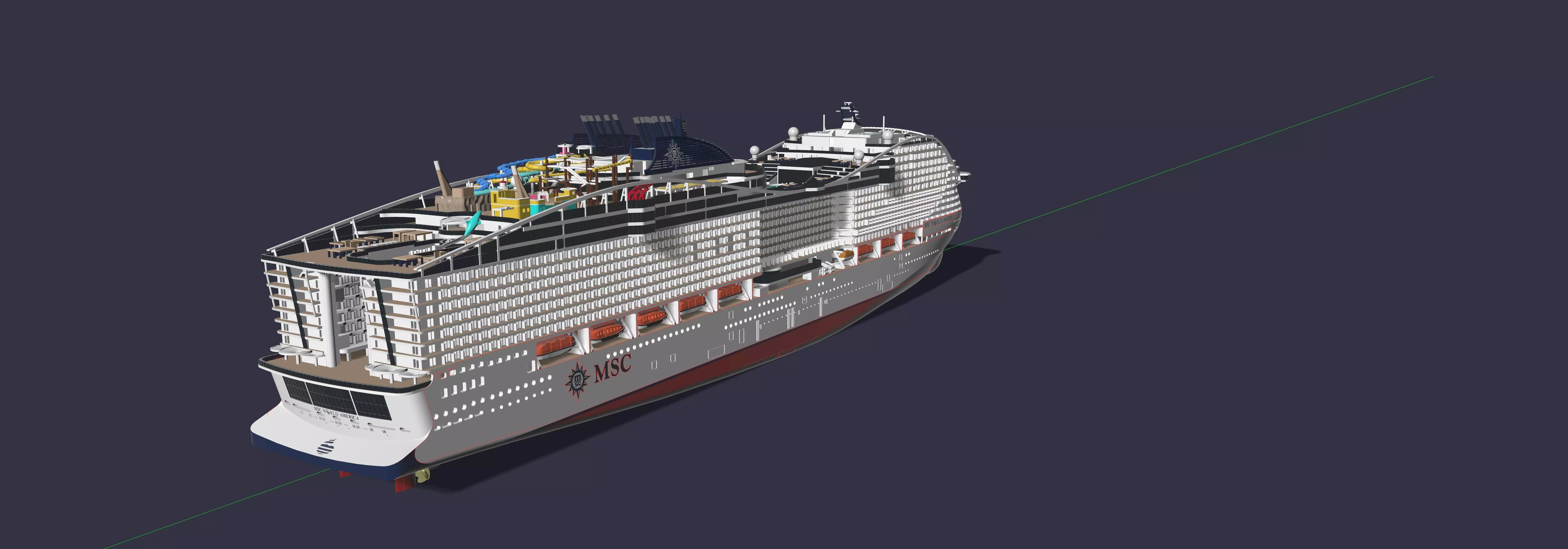 MSC WORLD AMERICA cruise ship print ready model 3D print model_3