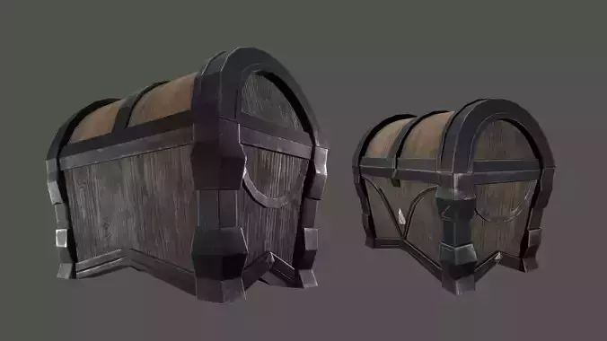 Stylized 3D low poly silver chest