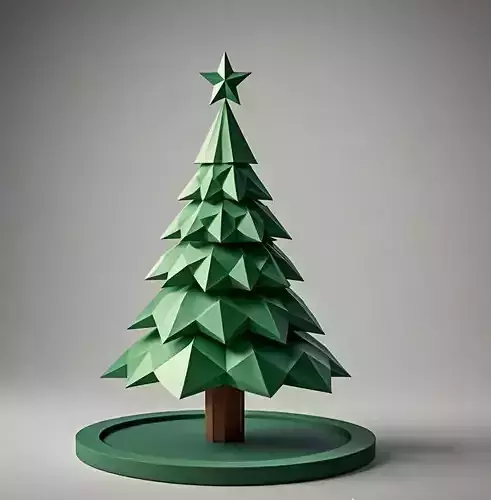Low Poly Geometric Christmas Tree Sculpture