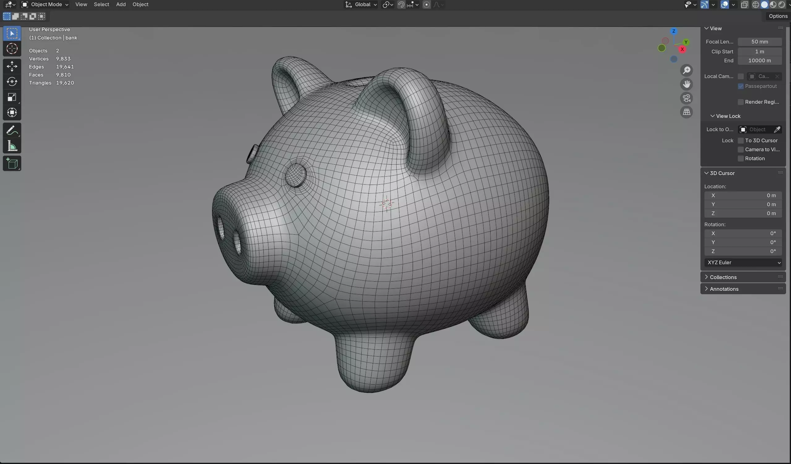 piggy bank Low-poly 3D model_7