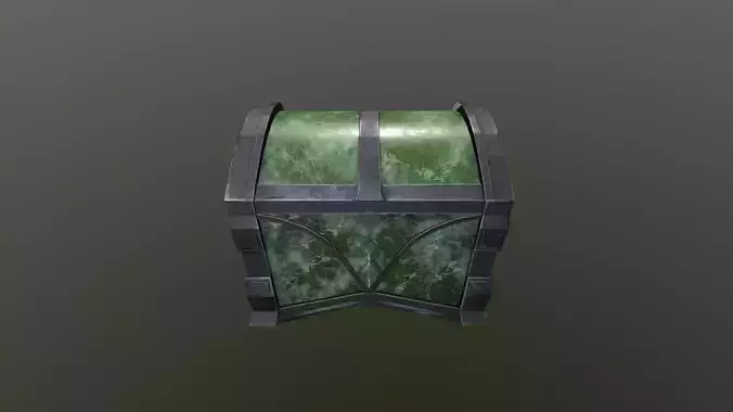 Stylized 3D low poly malachite chest
