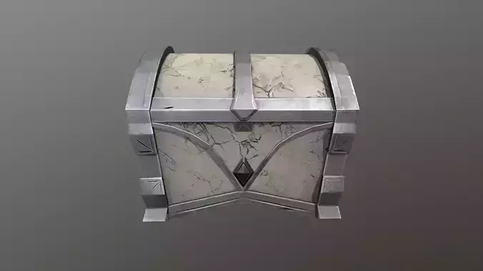 Stylized 3D low poly marble chest