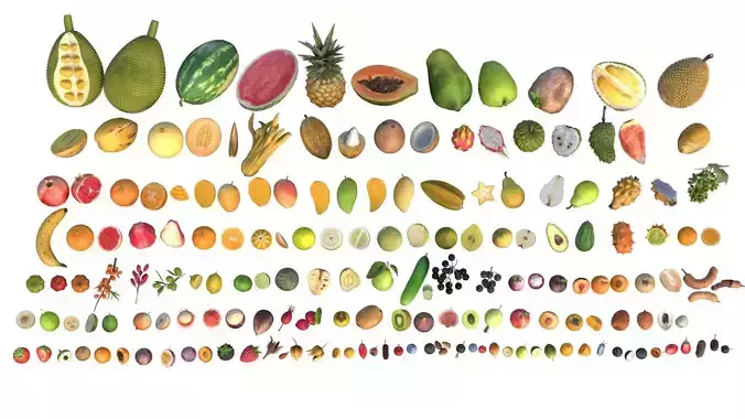 Fruits 3d model collection 100 