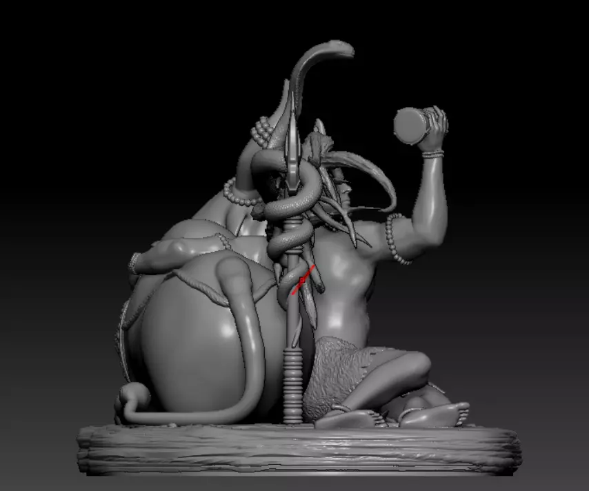 Lord Shiva with Nandi  Detailed 3D Printable Sculpture 3D print model_7