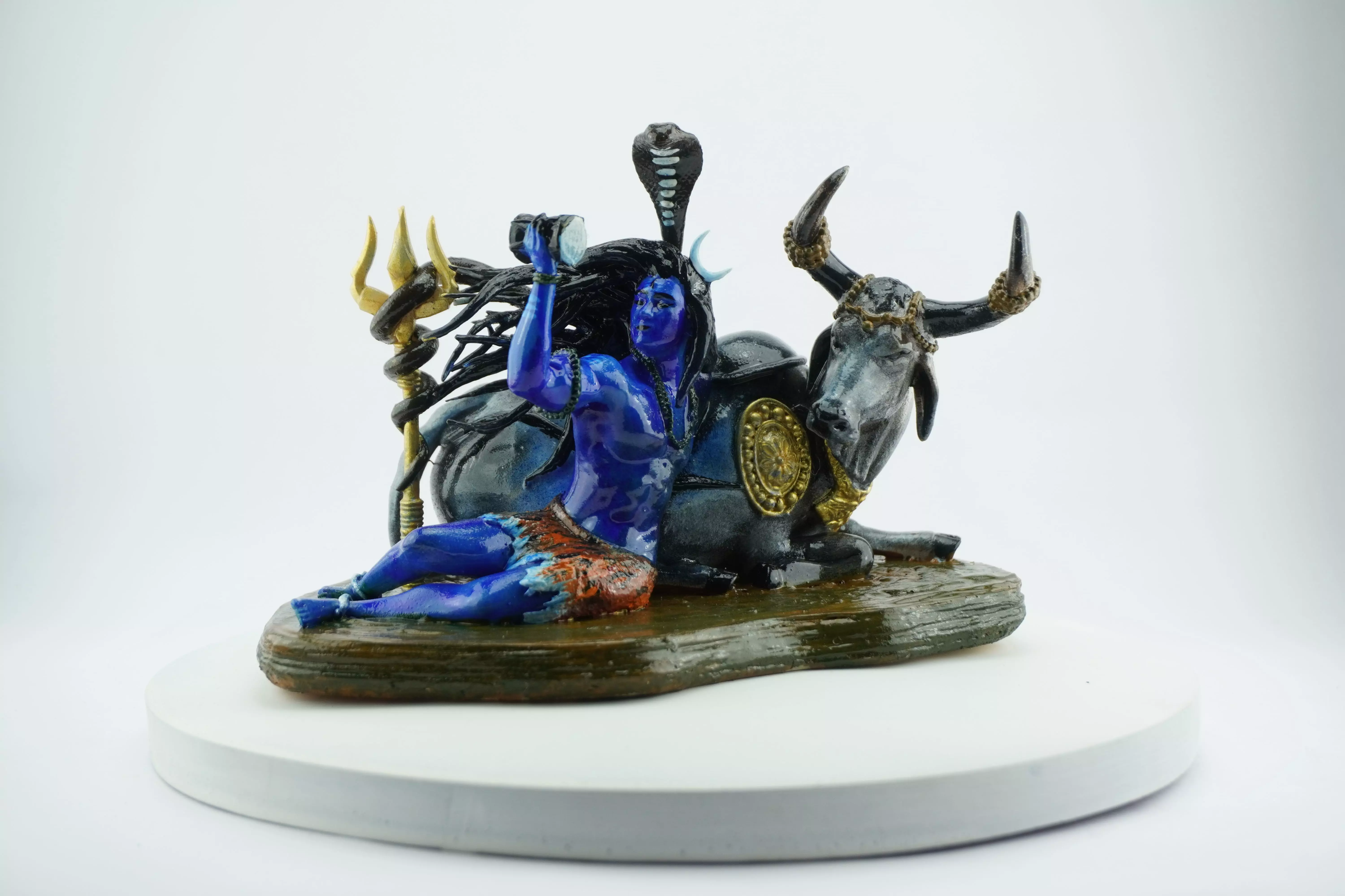 Lord Shiva with Nandi  Detailed 3D Printable Sculpture 3D print model_0