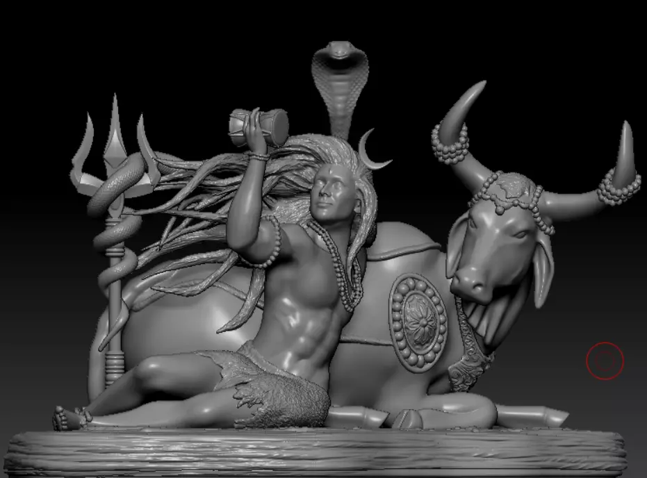 Lord Shiva with Nandi  Detailed 3D Printable Sculpture 3D print model_4
