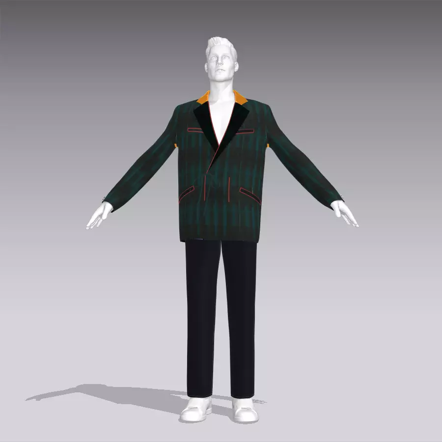 3d model mens blazer and denim pant 3d clothing Low-poly 3D model_8
