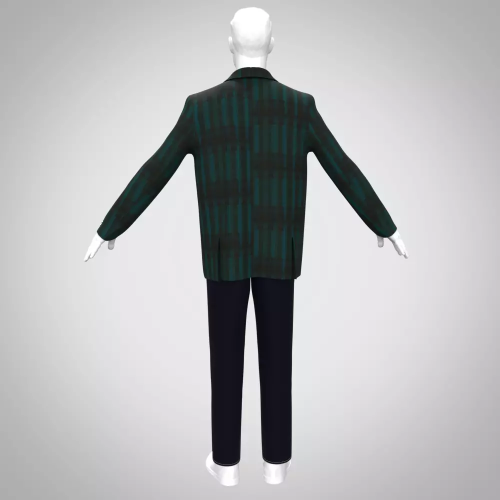 3d model mens blazer and denim pant 3d clothing Low-poly 3D model_1