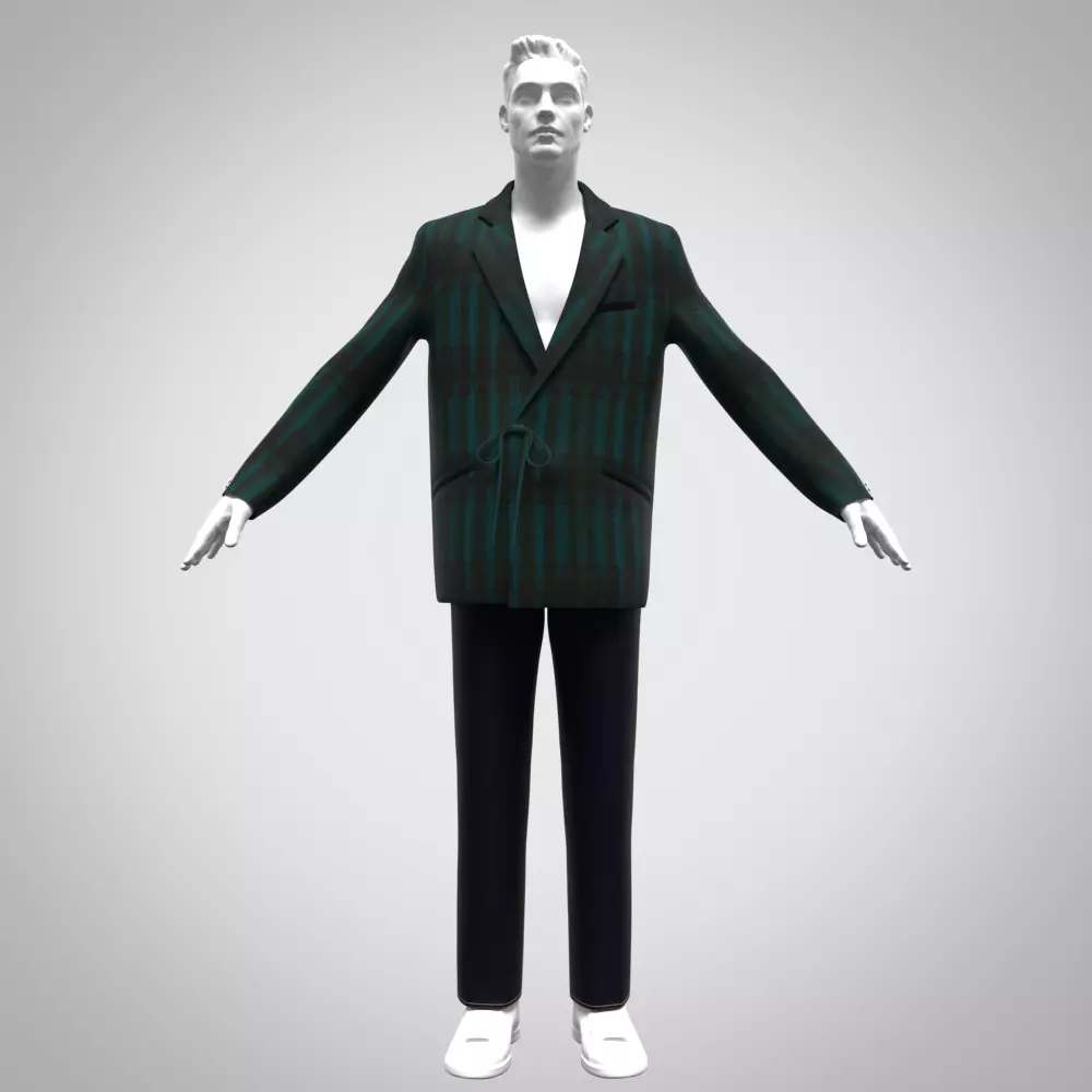 3d model mens blazer and denim pant 3d clothing Low-poly 3D model_0