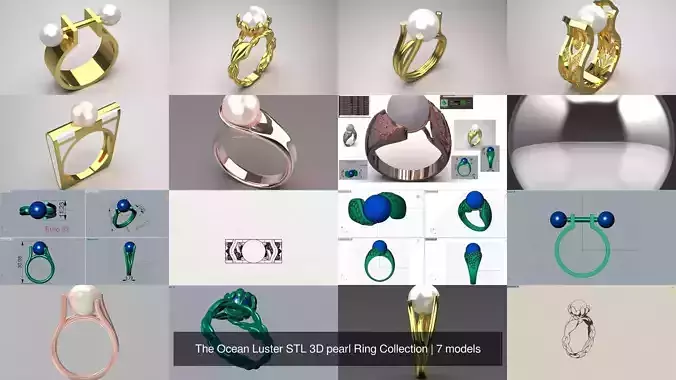 The Ocean Luster STL 3D pearl Ring Collection