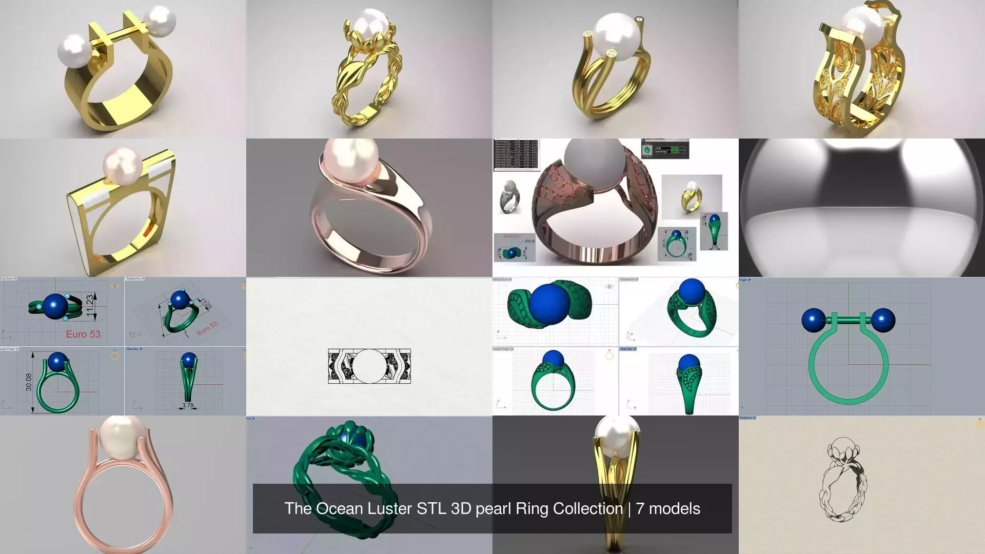 The Ocean Luster STL 3D pearl Ring Collection _0