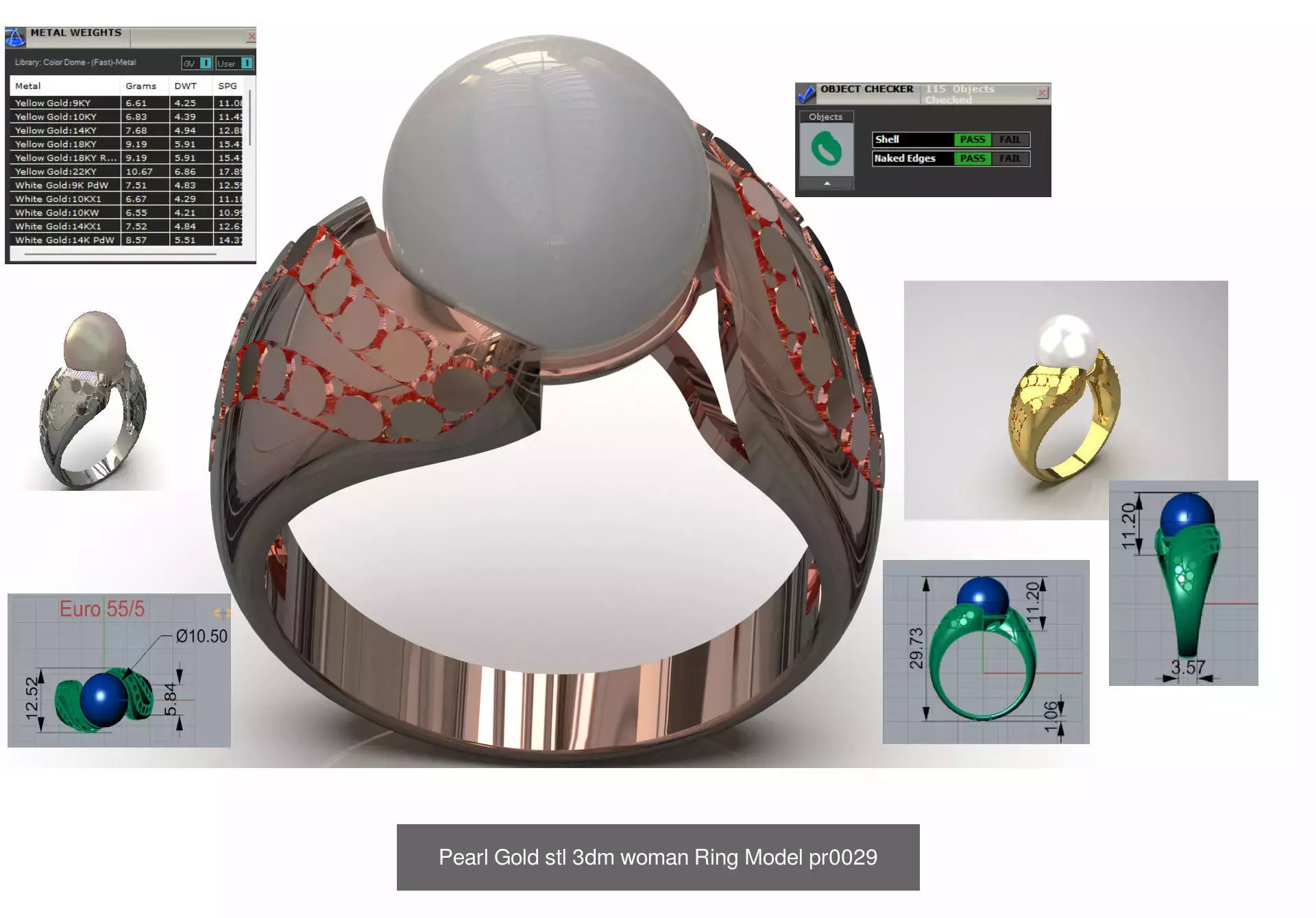 The Ocean Luster STL 3D pearl Ring Collection _7