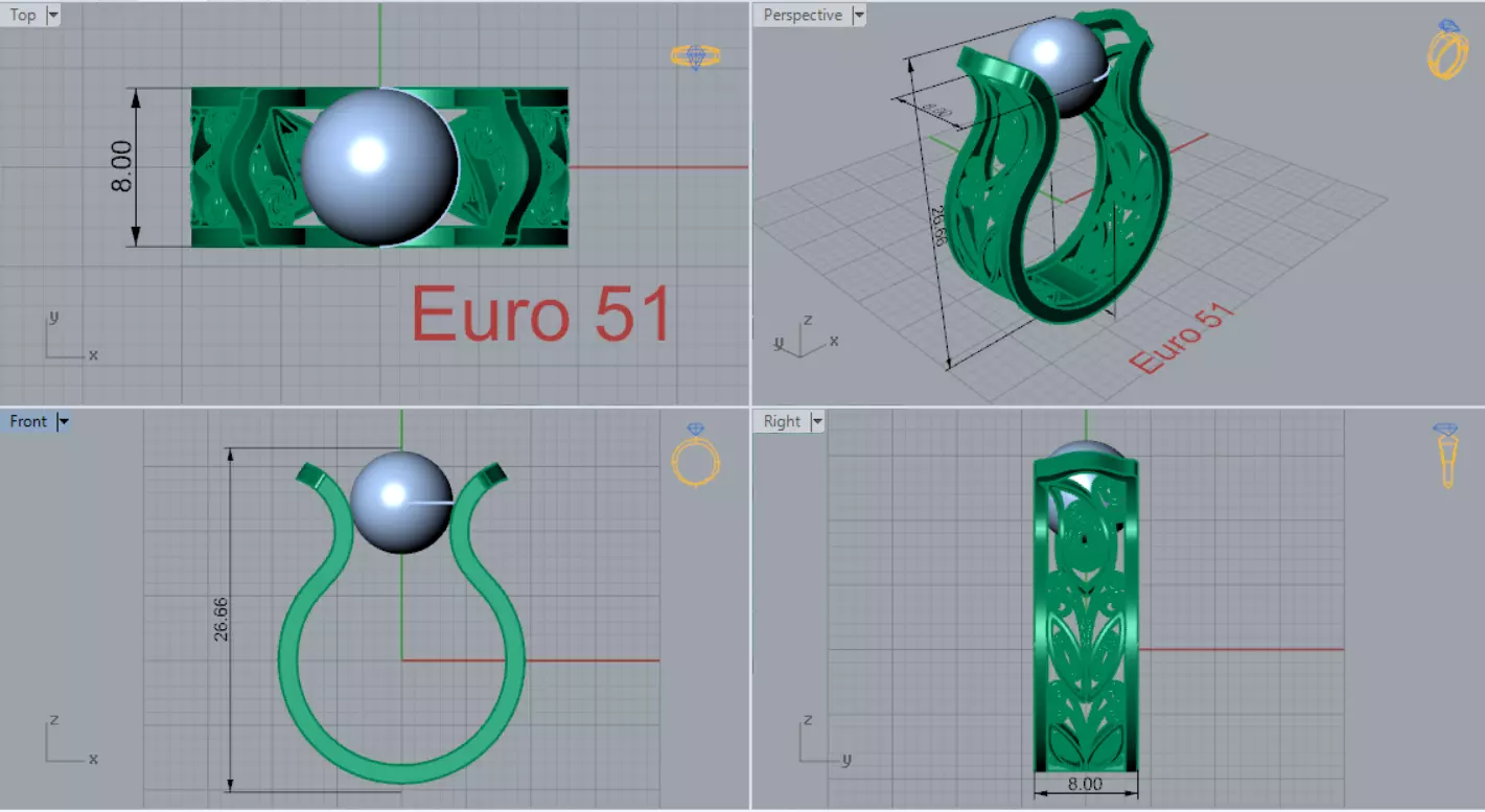 The Ocean Luster STL 3D pearl Ring Collection _52