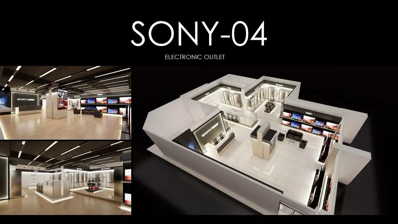 INTERIOR DESIGN OF SONY 04 Low-poly 3D model