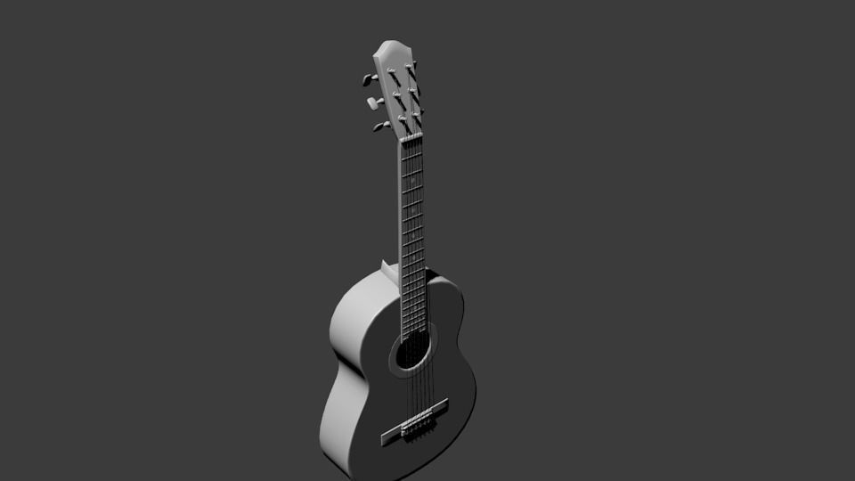 simple acoustic guitar Free low-poly 3D model_1