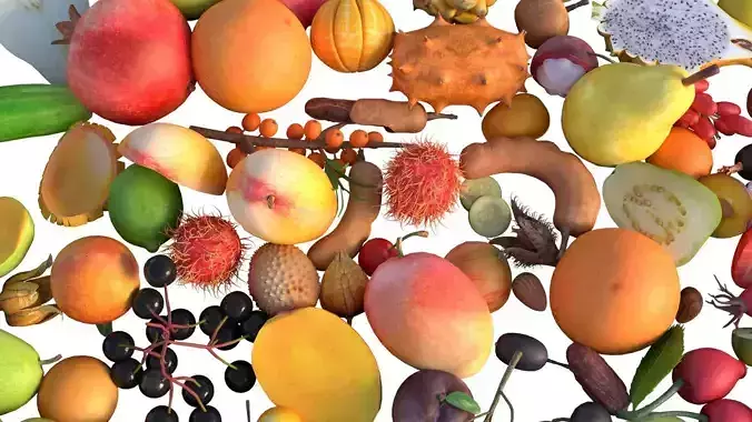 Fruits Pile  Low-poly 3D model 2