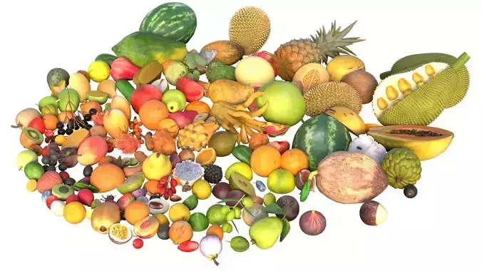 Fruits Pile  Low-poly 3D model 7