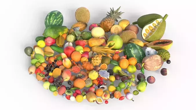 Fruits Pile  Low-poly 3D model 4