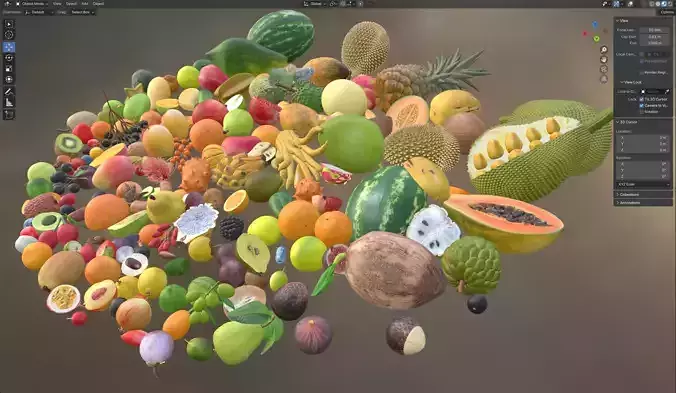 Fruits Pile  Low-poly 3D model 6