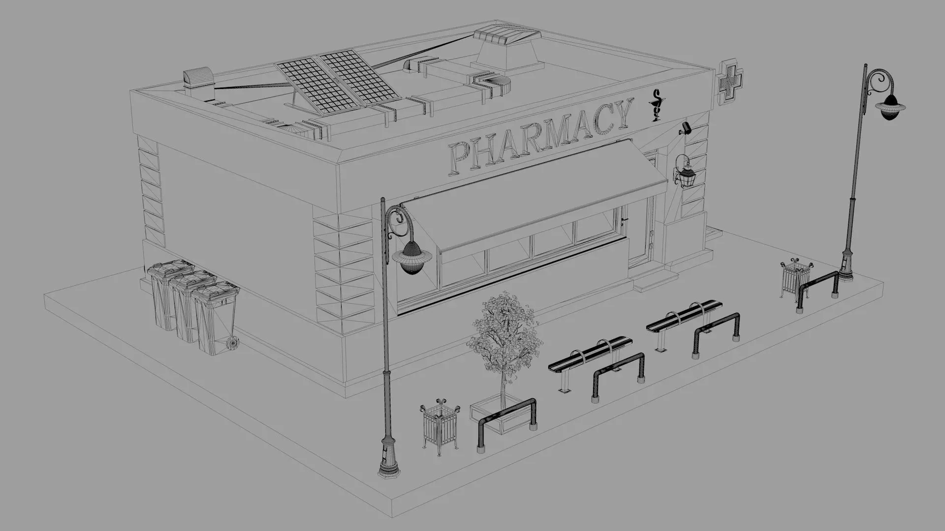 Pharmacy  Low-poly 3D model_13