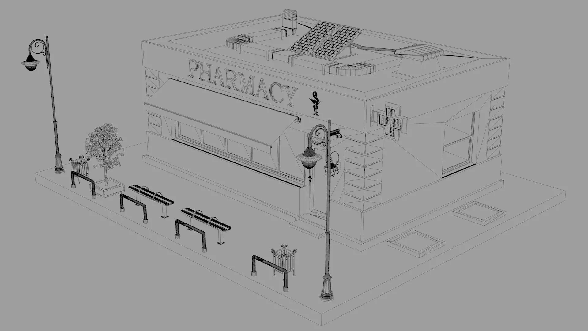 Pharmacy  Low-poly 3D model_12