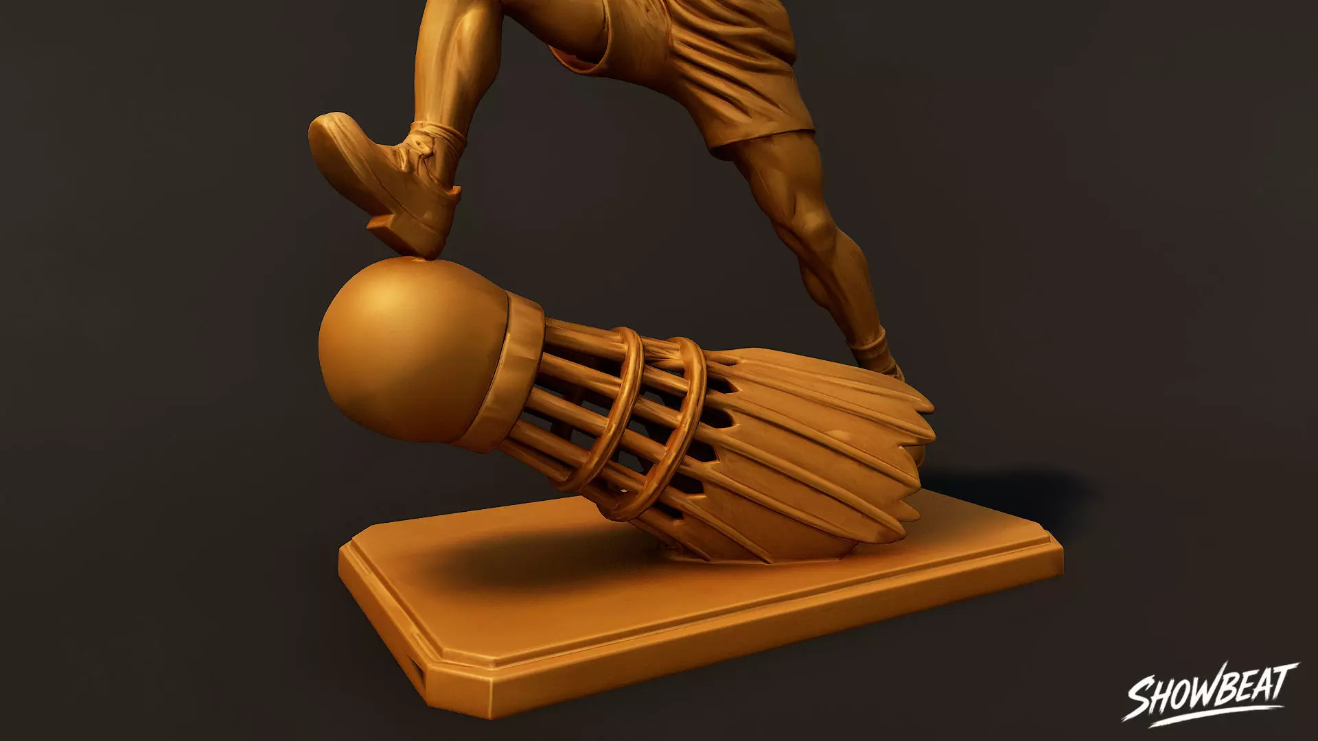 Golden Badminton Statue Low-poly 3D model_7