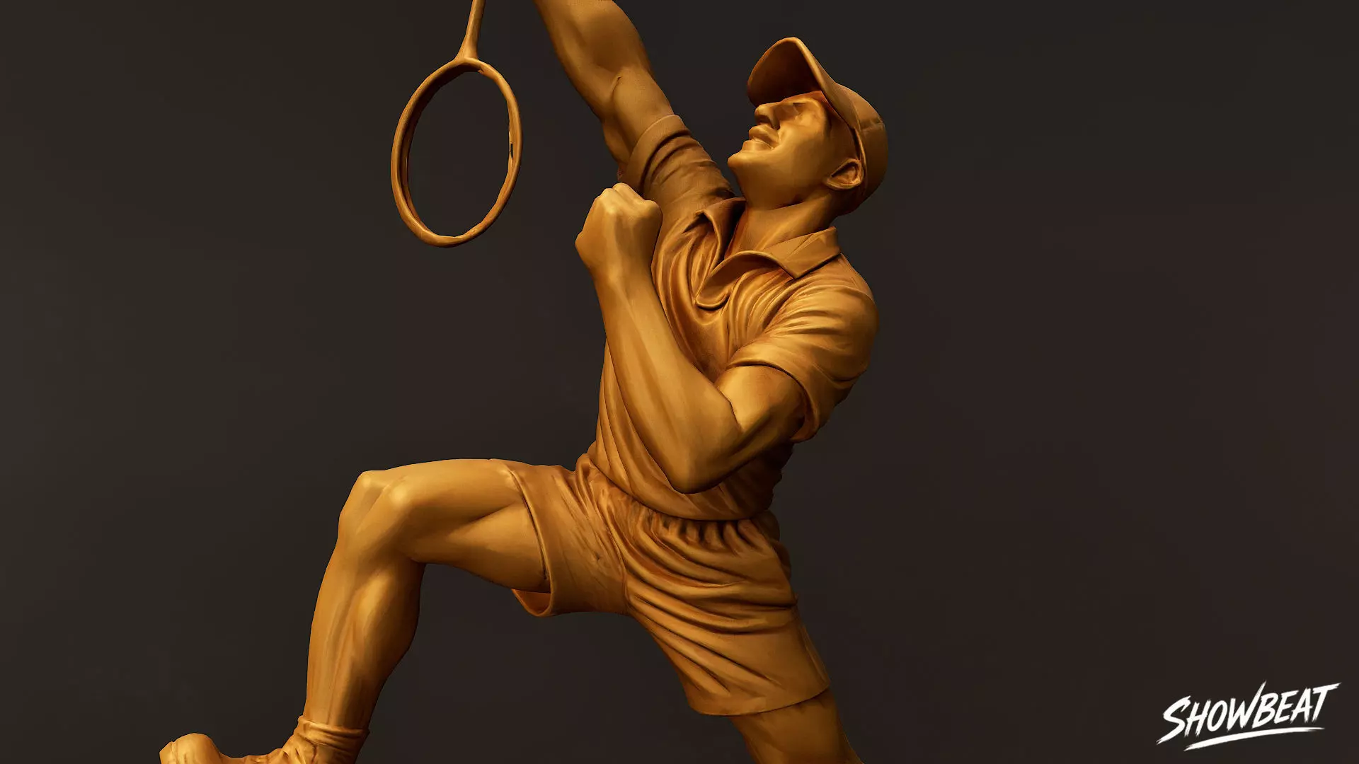 Golden Badminton Statue Low-poly 3D model_6