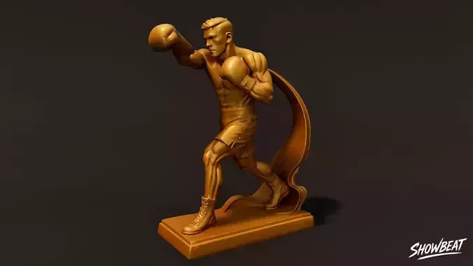 Golden Boxing Statue