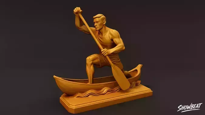 Golden Canoeing Statue