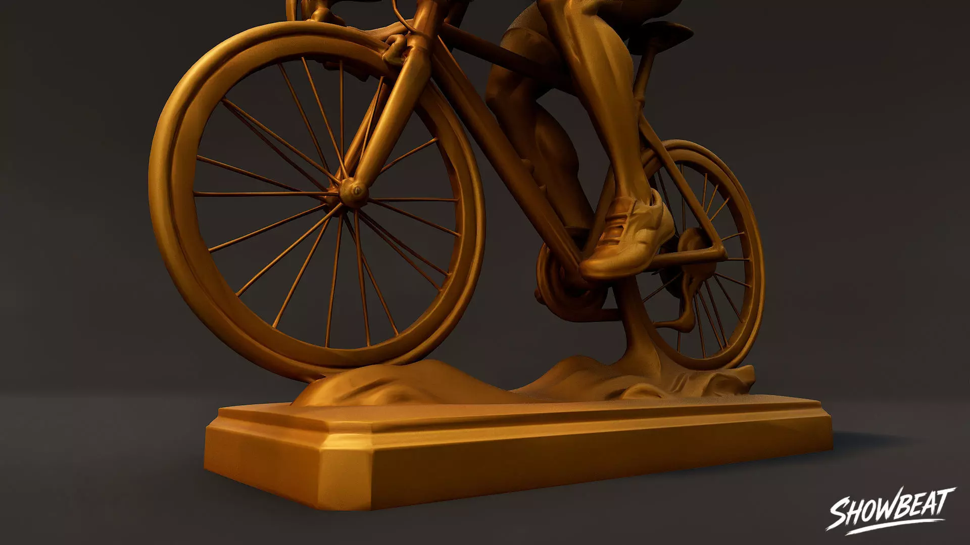 Golden Cycling Statue Low-poly 3D model_8