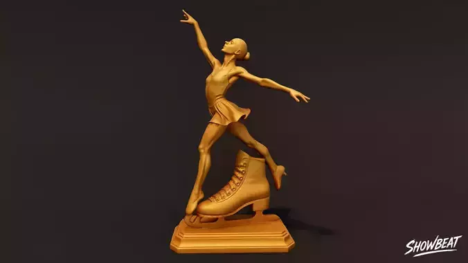Golden Figure Skating Statue